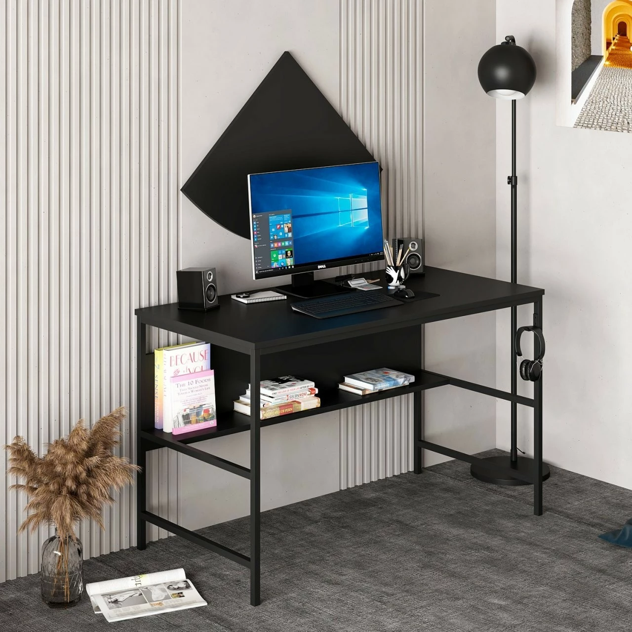 Tavolinë pune Greta, ngjyrë e zezë, Skye Decor 7041
