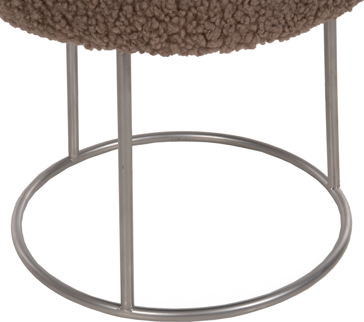 Karrige për bar KARLO FH8411.25, ngjyrë kafe e çelët, pëlhurë boucle me bazë argjendi, Φ35x41H cm
