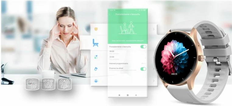 Smartwatch Gravity për femra, rose gold-white