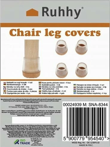 Mbrojtës këmbësh karrige Ruhhy 13-23 mm, PVC+felt, i rrumbullakët, transparent/kafe e çelët, set 4 copë