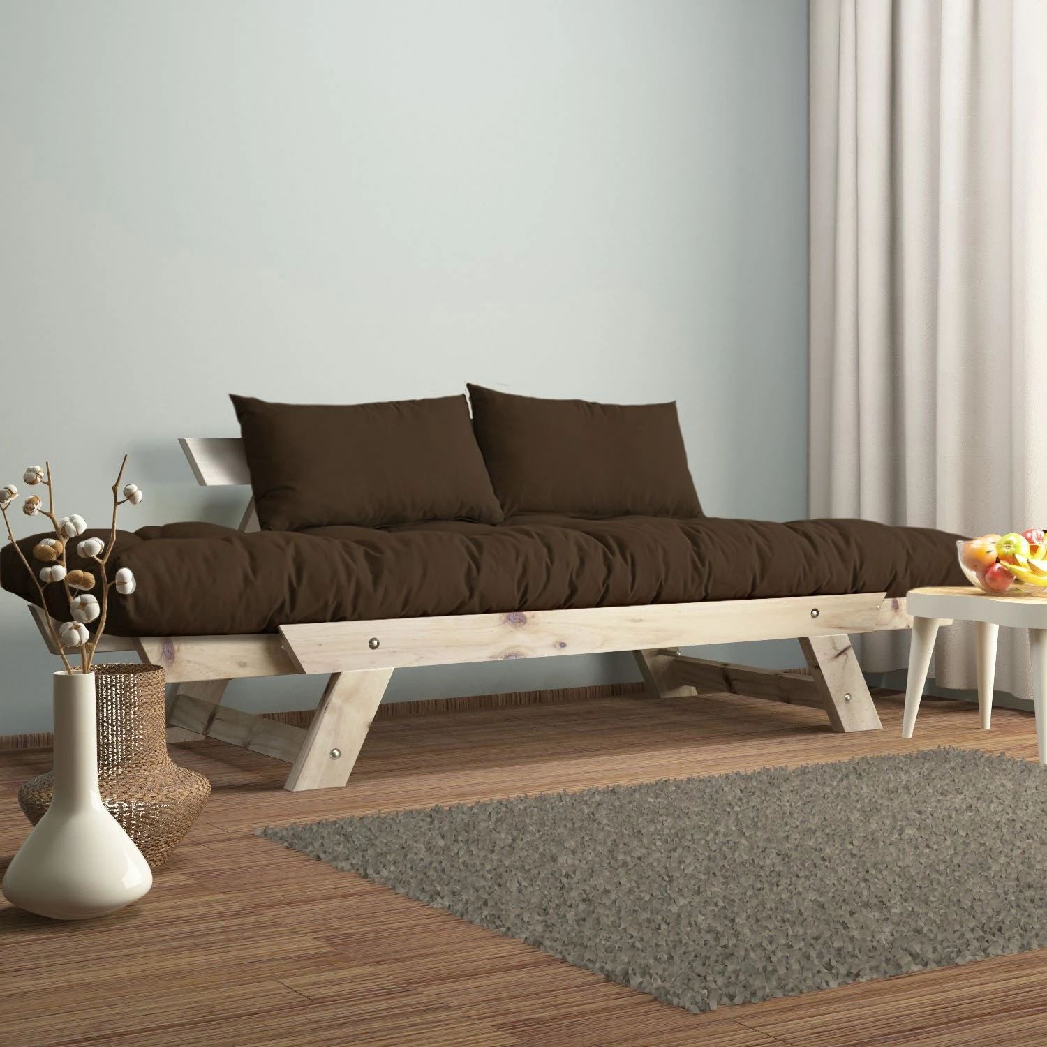 Divan për kopsht, dy vende, Skye Decor, CPT8123-210, natyral/kafe