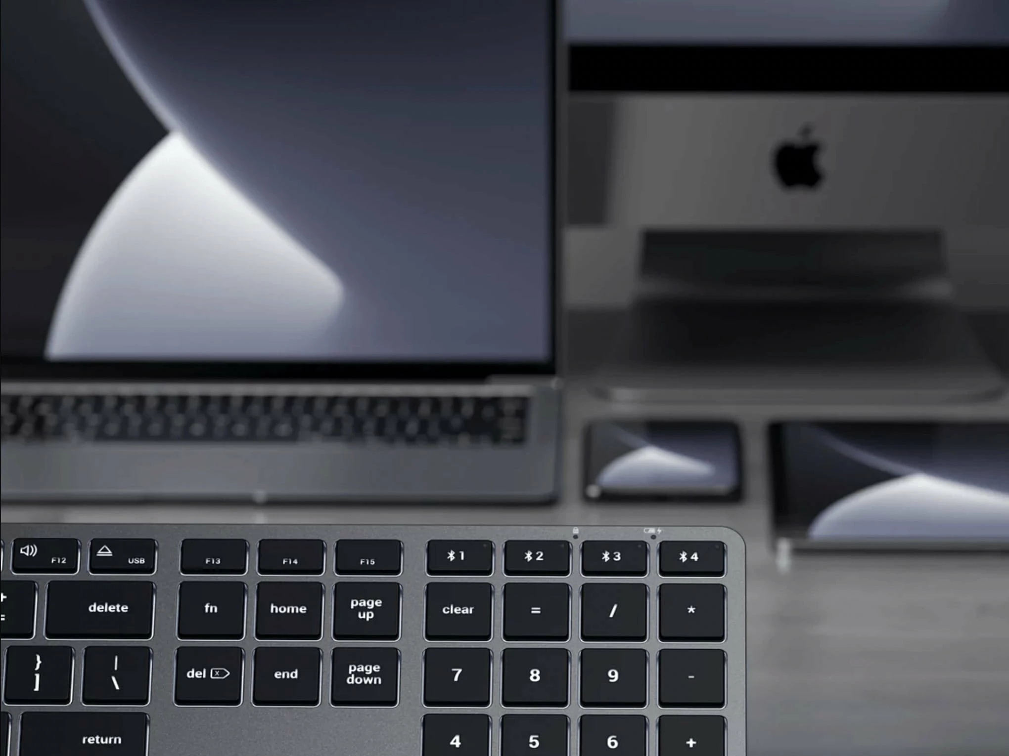Tastierë Satechi Slim X3 ST-BTSX3M, Bluetooth wireless, US layout, me ndriçim, me numpad, e zezë/gri