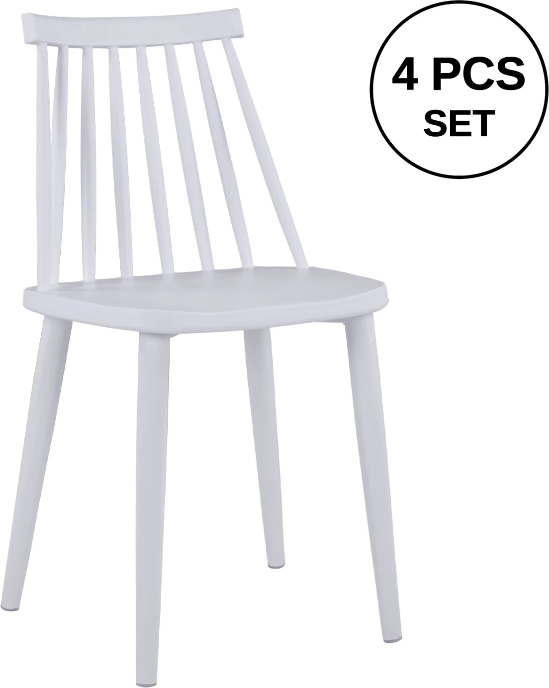 Karrige ngrënieje VANESSA e bardhë me këmbë metalike të bardha 43x46,5x82 cm., set prej 4 copë