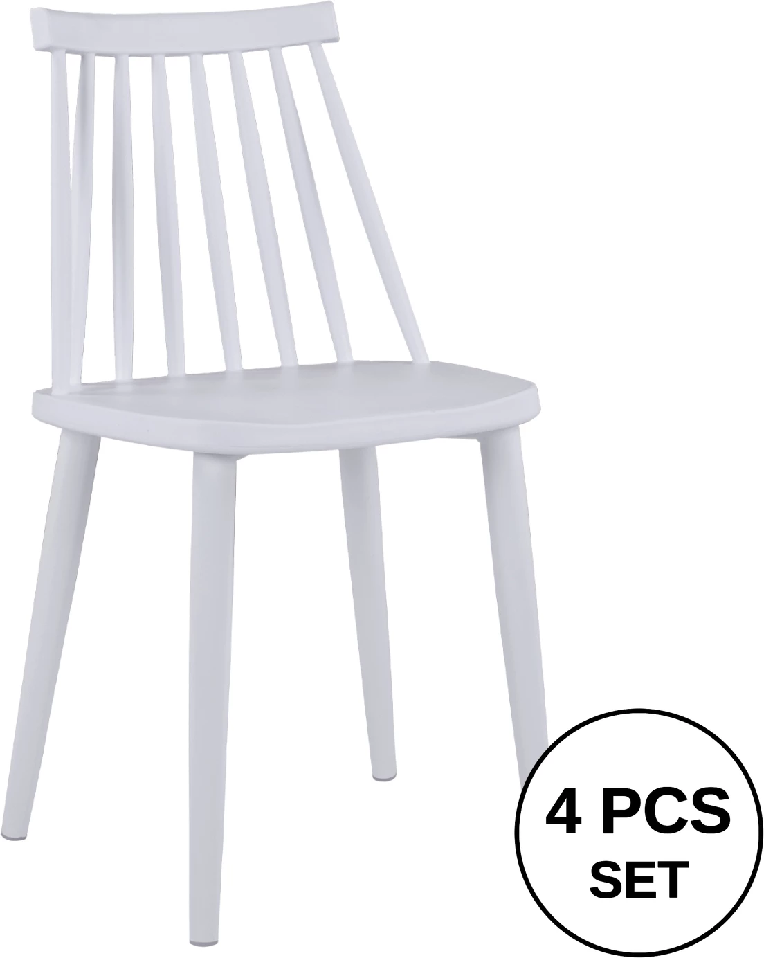 Karrige ngrënieje VANESSA e bardhë me këmbë metalike të bardha 43x46,5x82 cm., set prej 4 copë