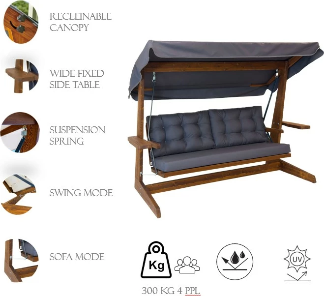 Karrige lëkundëse treshe për kopsht, ngjyrë bezhë, Skye Decor Viva 2400