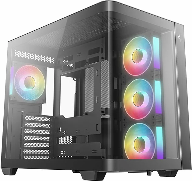 Kasë Deepcool CG530U 4F, Midi Tower, xham i kalitur panoramik, 4 ventilatorë ARGB, ATX/mATX/ITX, USB-C, e zezë