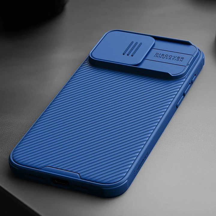 Mbështjellës Nillkin CamShield Pro Magnetic për iPhone 15 Pro, me mbrojtës kamere, Kaltër
