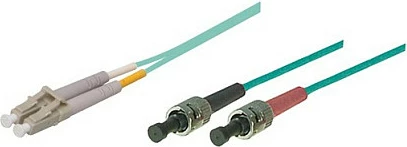 Kabllo patch fibër optike GoodConnections OM3 LC/ST, duplex multimode 50/125, 3 m, LSZH, turkeze