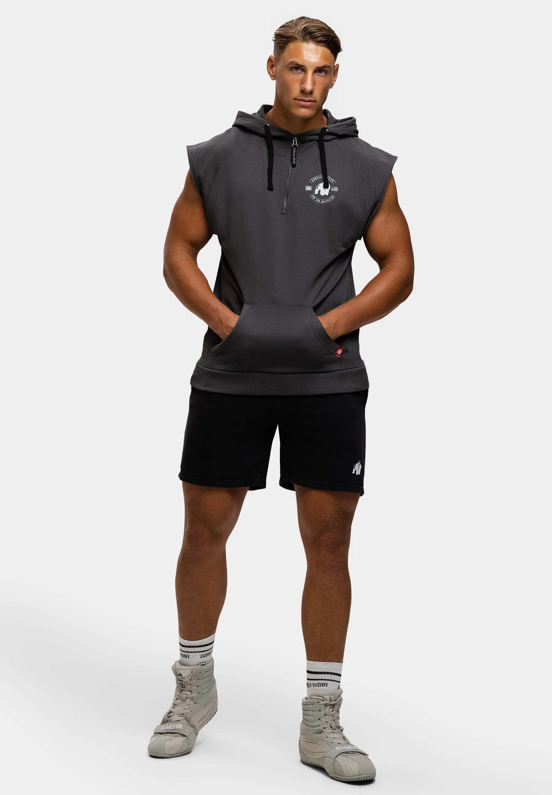 Huntley Sleeveless Hoodie - Dark Gray [Madhësia: 2XL]