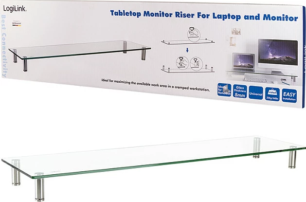 Ngritëse monitori LogiLink, prej xhami ekstra e gjerë, transparente
