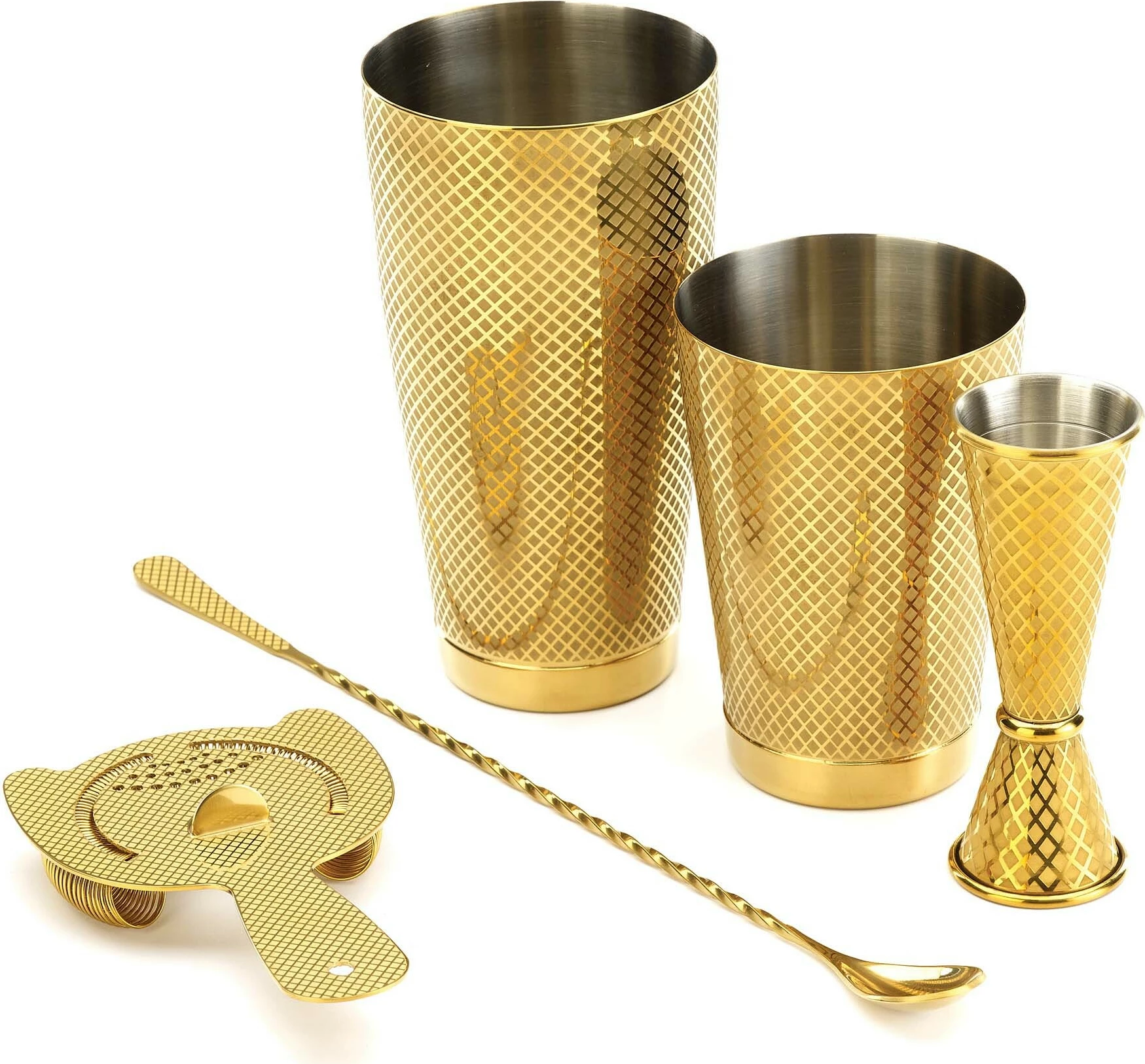 Jigger matës koktejesh, BarFly, Diamond Lattice stil japonez, 30/60 ml, çelik inox 18/8, ari