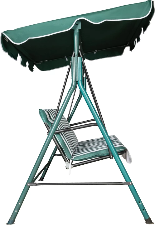 Lëkundëse kopshti Globo, metalike, jeshile, material pëlhurë me vija jeshile-bardhë, 170x110x153cm