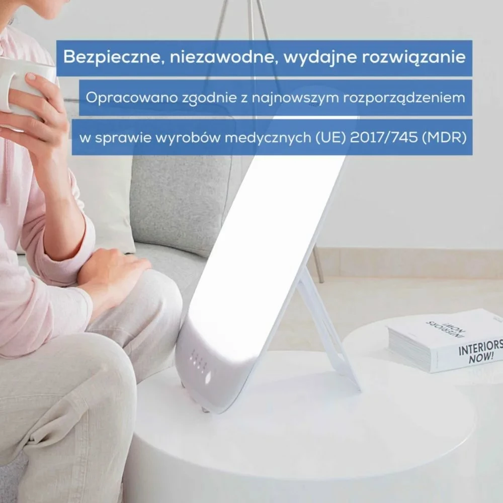 Lampë dite terapike, Beurer, TL85, LED 10000 lux në 20 cm, sipërfaqe 30x37 cm, timer 30/120 min, me bazë të heqshme, argjendtë/bardhë