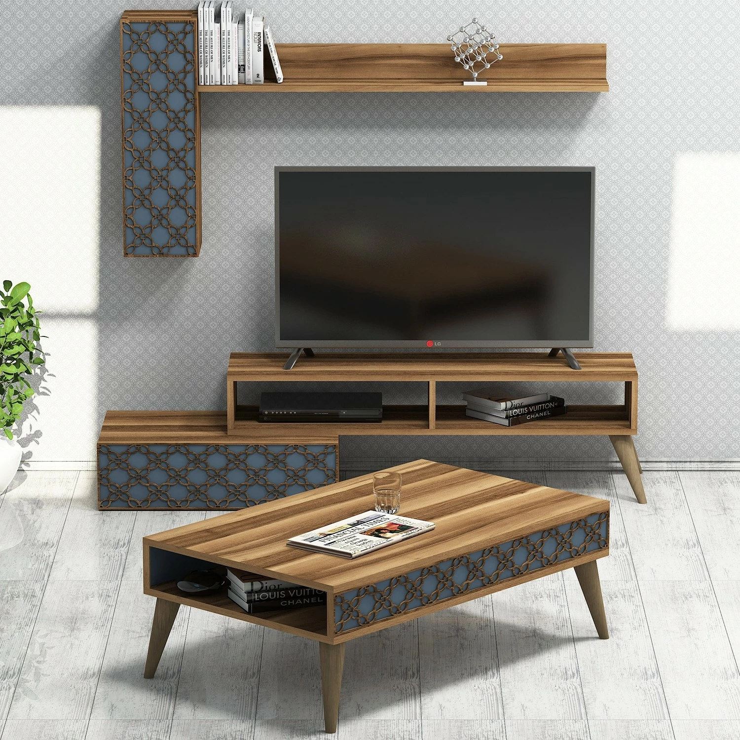 Set mobiljesh për dhomë dite Hanah Home, Planet, ngjyrë arre, kalcedoni