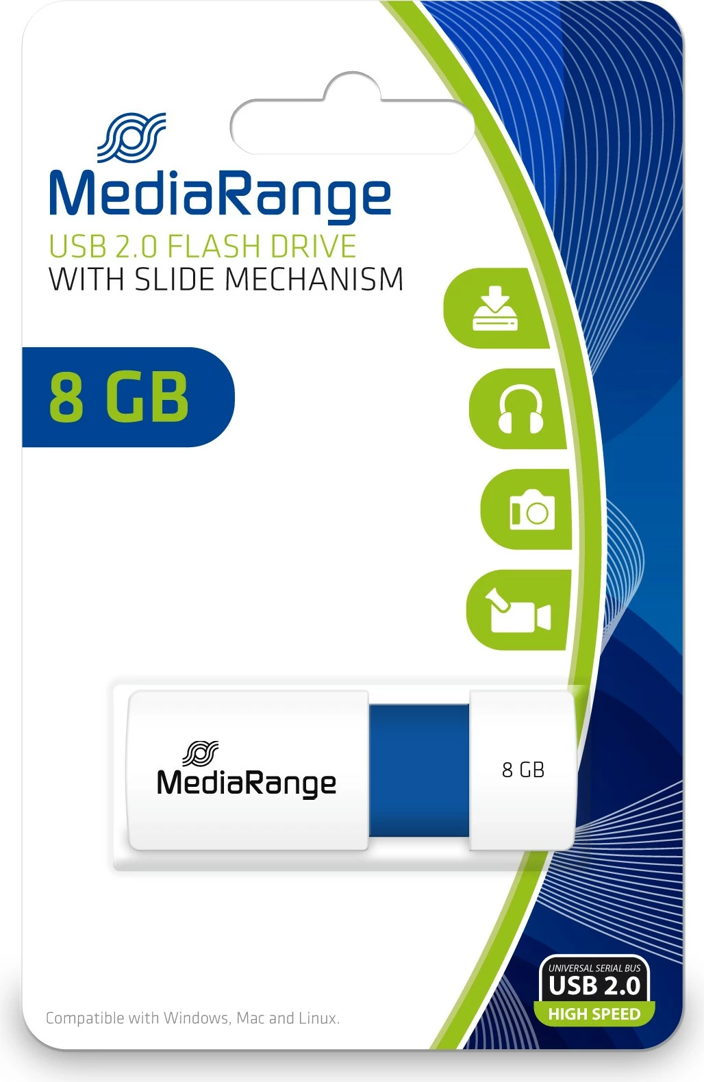 USB stick MediaRange 8GB USB 2.0, kaltër