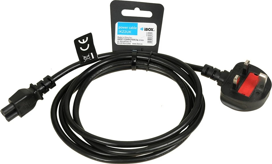 Kabllo rryme për laptop IBOX IKZ2UK, 1.8m, prizë UK, e zezë
