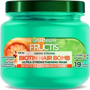 Maskë për flokë për femra Garnier Fructis Grow Strong Biotin Hair Bomb, 320ml
