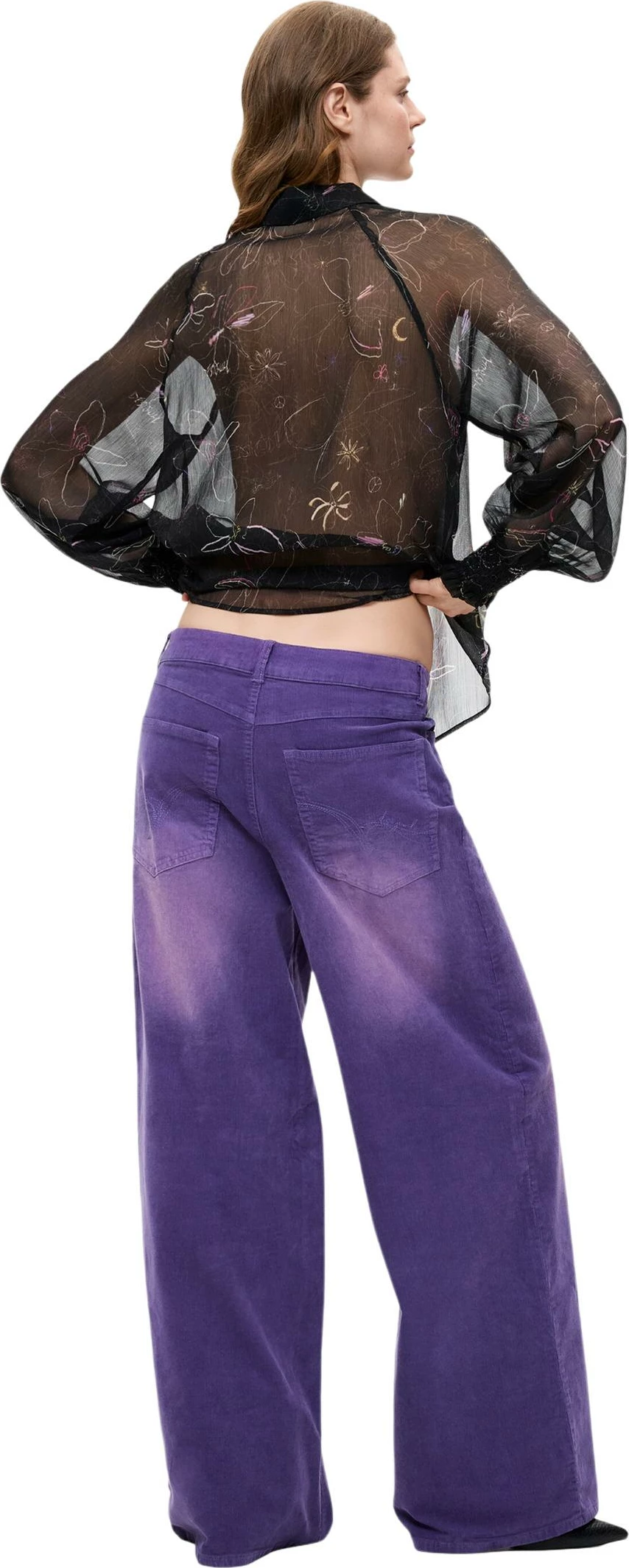 Pantallona për femra Desigual PANT_REF_PORLY 26WWPW19, vjollcë [Madhësia: XS]