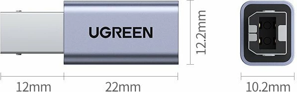 Adapter USB Type C në USB Type B Ugreen US382, Gri