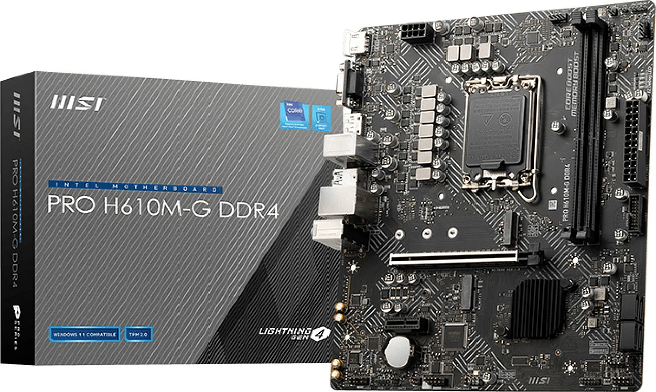 Pllakë amë MSI PRO H610M-G DDR4, Intel, LGA 1700, 64 GB