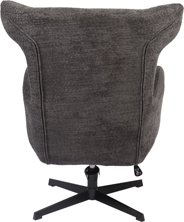 Fotel rrotullues Zefrina, material tekstili ngjyrë gri e errët, bazë metalike e zezë, 82x77x99cm