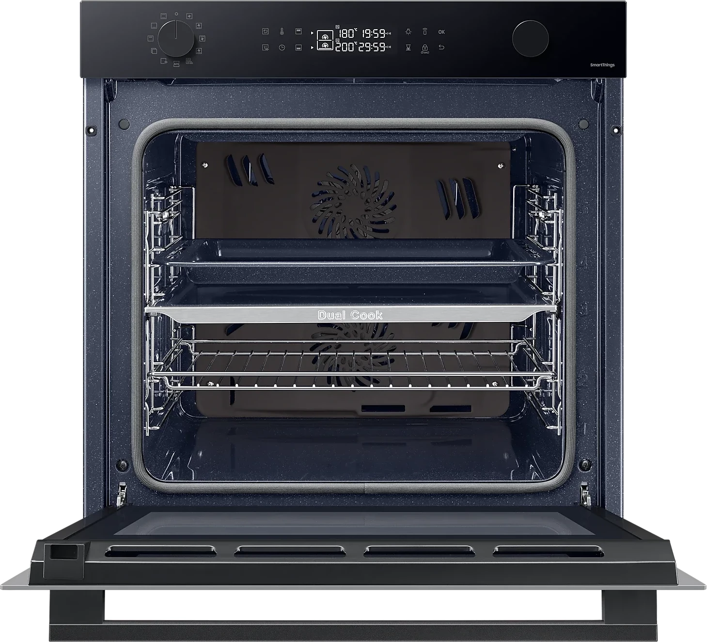 Furrë elektrike Samsung NV7B44403AW/U3 Dual Cook, BESPOKE, katalitike, avull natyral, Wi‑Fi, A+, 76 L, e bardhë