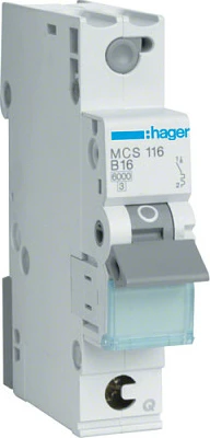 Siguresë automatike Hager MCS116, 1-pol, C16A, 6kA, Quick Connect