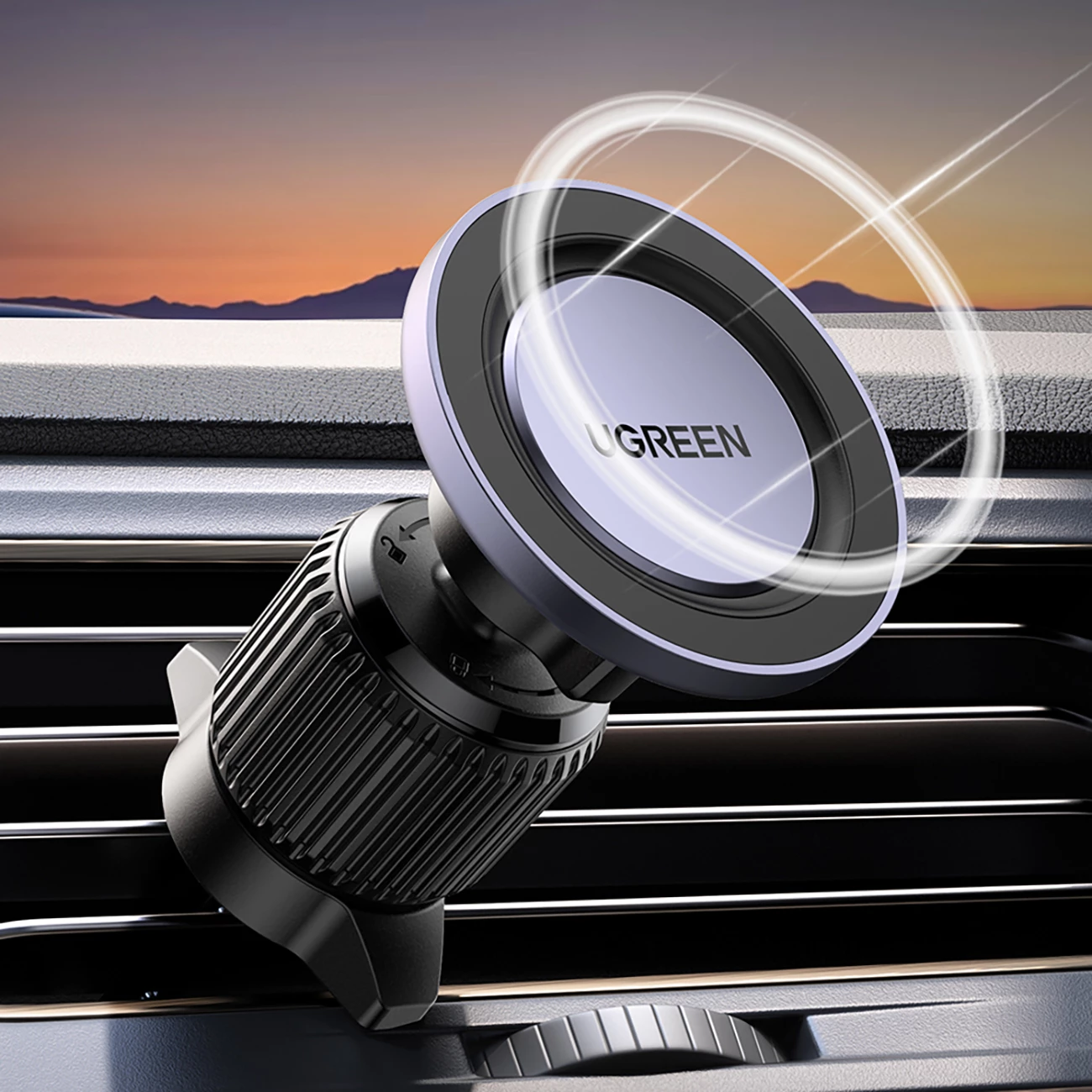 Mbajtës magnetik për celular Ugreen LP428 për ventilator të makinës, i zi