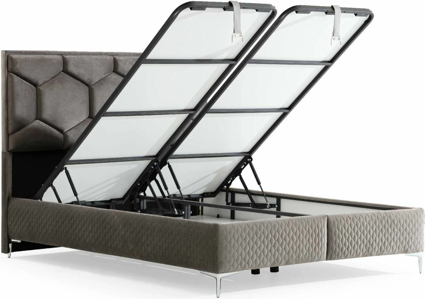 Baza dhe shtrati dopio me mbështetëse Skye Decor, karbon, 160x200, gri