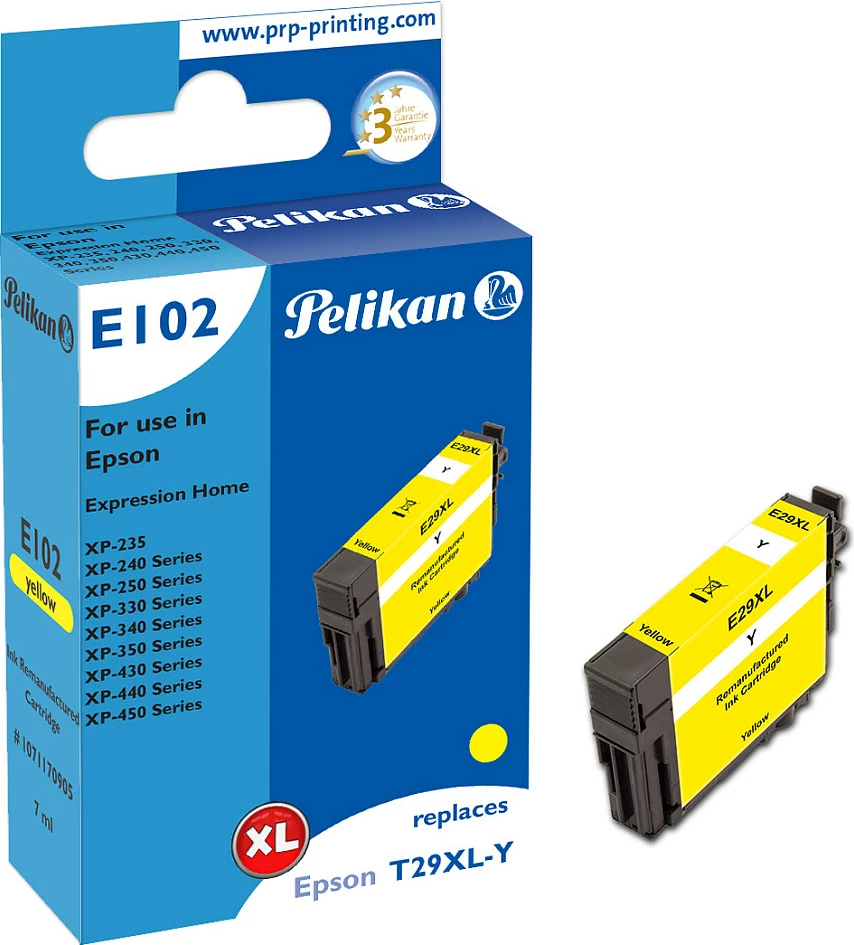 Kartrixh boje Pelikan E102, zëvendësim Epson T299XL-Y (29XL), XL 7 ml, e verdhë
