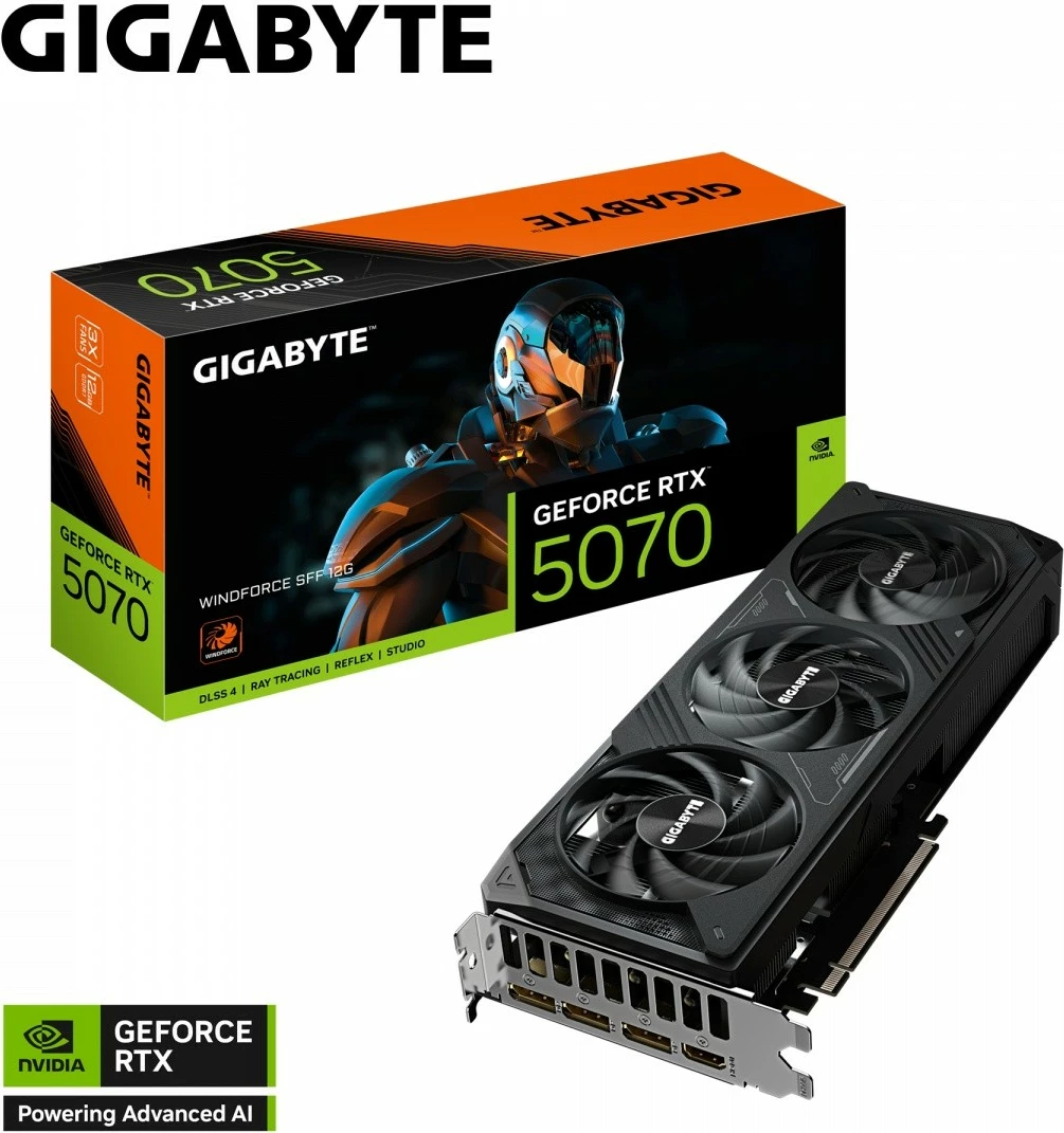 Kartelë grafike Gigabyte GeForce RTX 5070 WINDFORCE SFF, 12GB GDDR7, PCI-E 5.0, e zezë