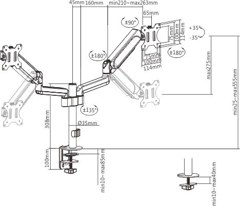 Mbajtëse për monitor Gembird, e zezë