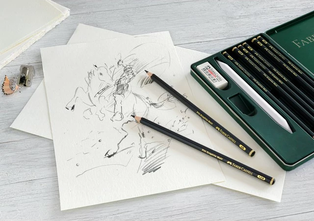 Set lapsa grafiti Faber-Castell Pitt Graphite Matt 11 copë, kuti metali, e zezë