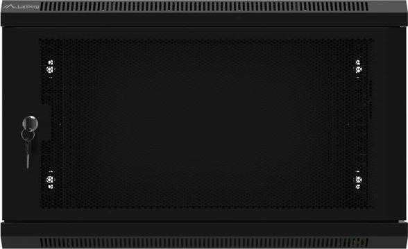 Kabinet muri për server Lanberg WF01-6406-23B, 6U, 19 inç, 600x450 mm, derë e përshkuar, e zezë, flat pack
