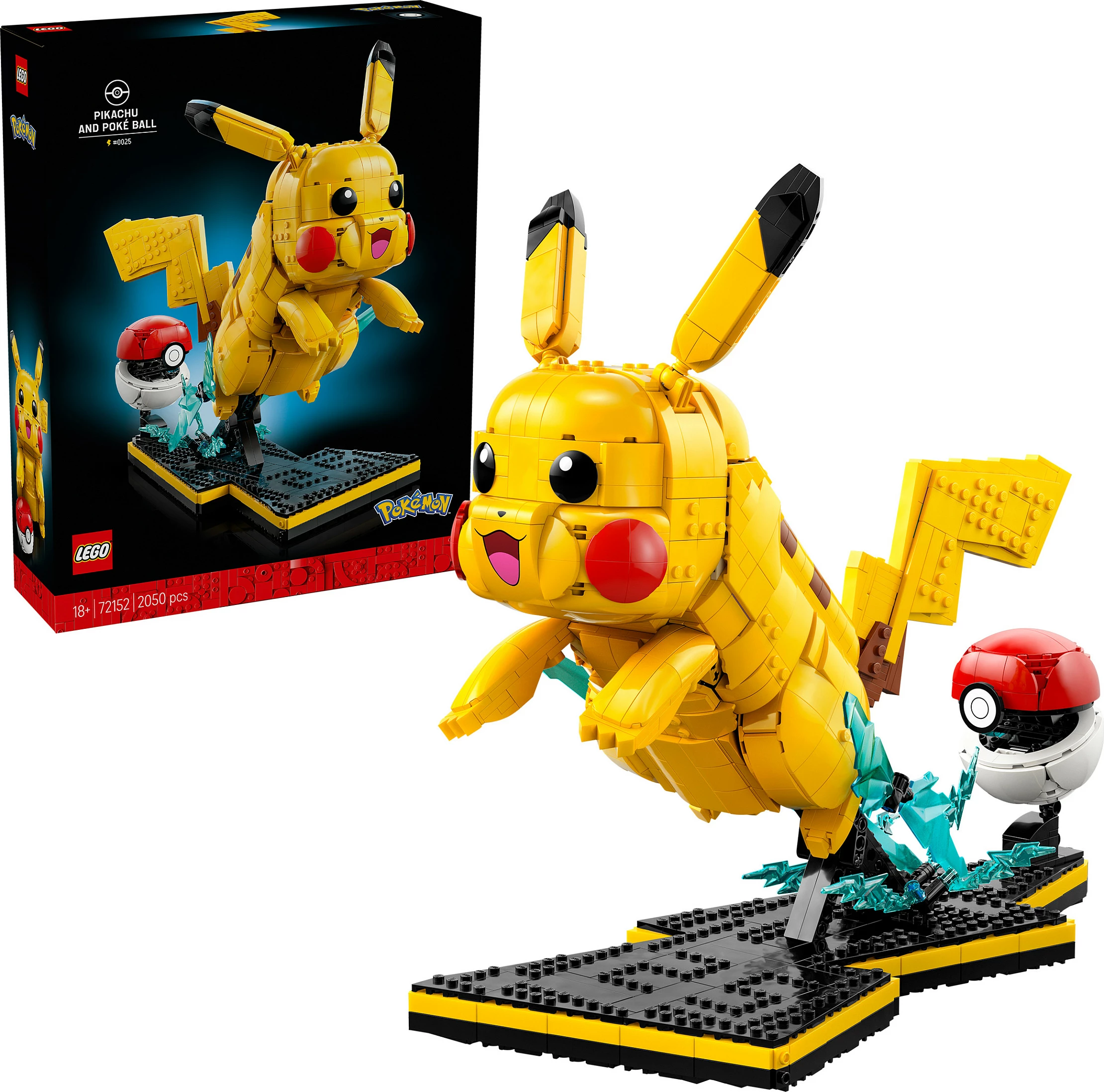 Set ndërtimi LEGO Pokémon Pikachu dhe Poké Ball 72152, 2050 copë, multikolor