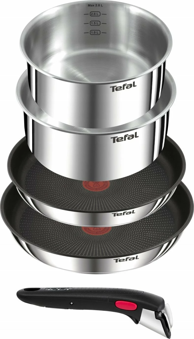 Set tiganësh dhe tenxheresh Tefal Ingenio Emotion L897S574, 5 copë, argjend