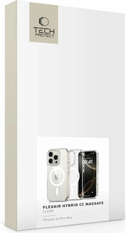 Mbështjellës Tech-Protect Flexair Hybrid CC MagSafe për iPhone 16 Pro Max, Transparent