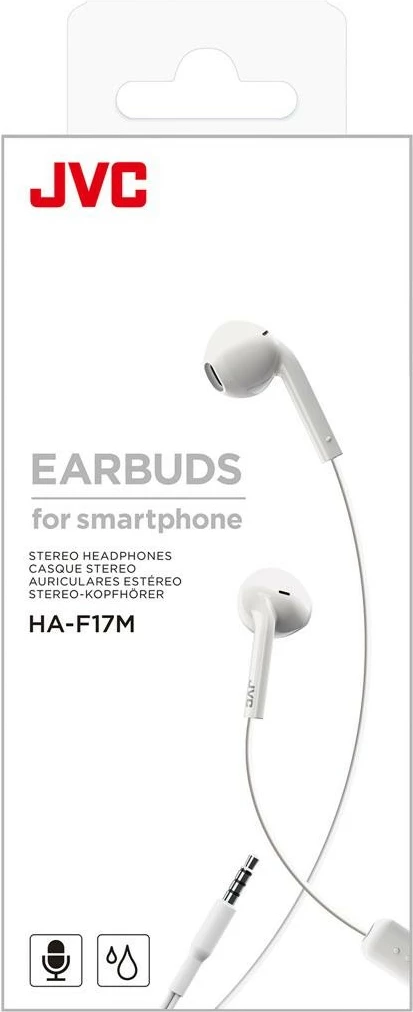 Kufje JVC HA-F17M, me kabëll, mikrofon, kontroll me buton, 3.5mm, bardhë