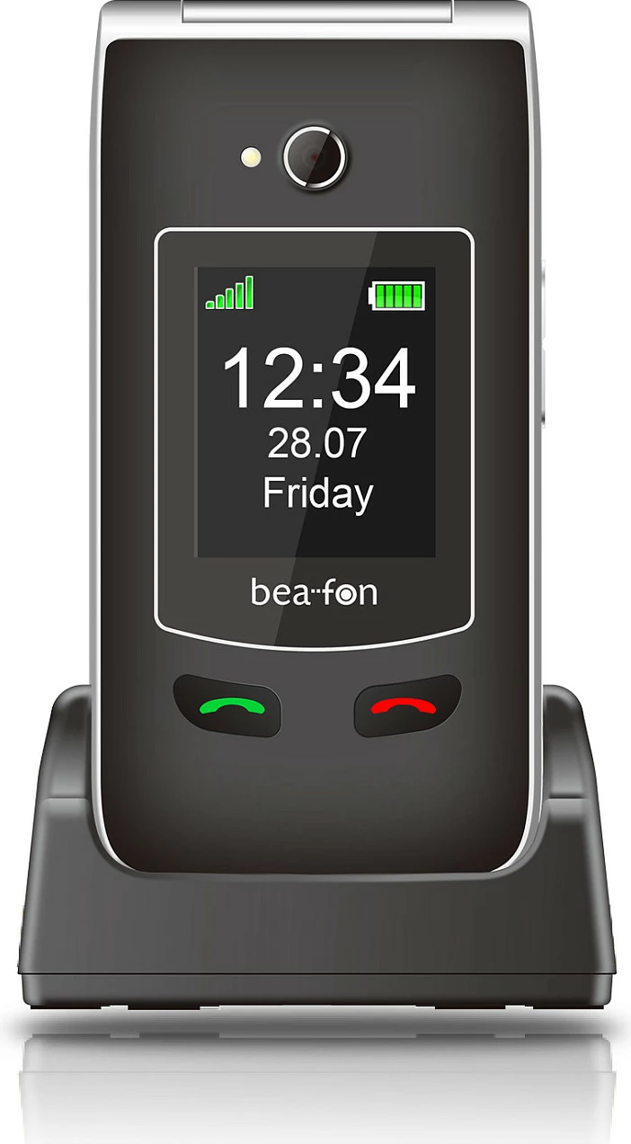 Celular Beafon SL645plus Flip, ekran 2.8 inç, Single SIM, 1550 mAh, zi/argjend