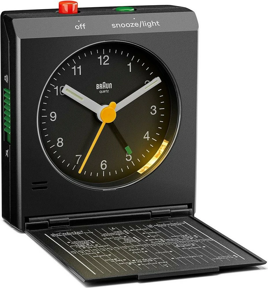 Orë alarmi Braun BC 05 B, quartz, me dritë dhe snooze, e zezë