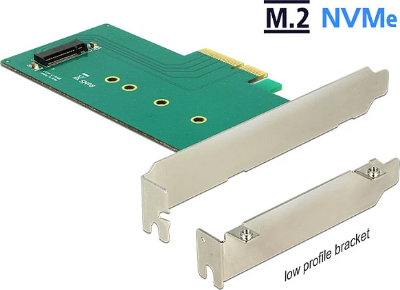 Kartë adapter PCIe DeLOCK 89472 për M.2 SSD, 39 Gbit/s, Black/Green/Silver
