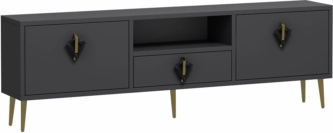 Komodë për TV Skye Decor, 1312-DROP-32, antracit, e zezë, e artë