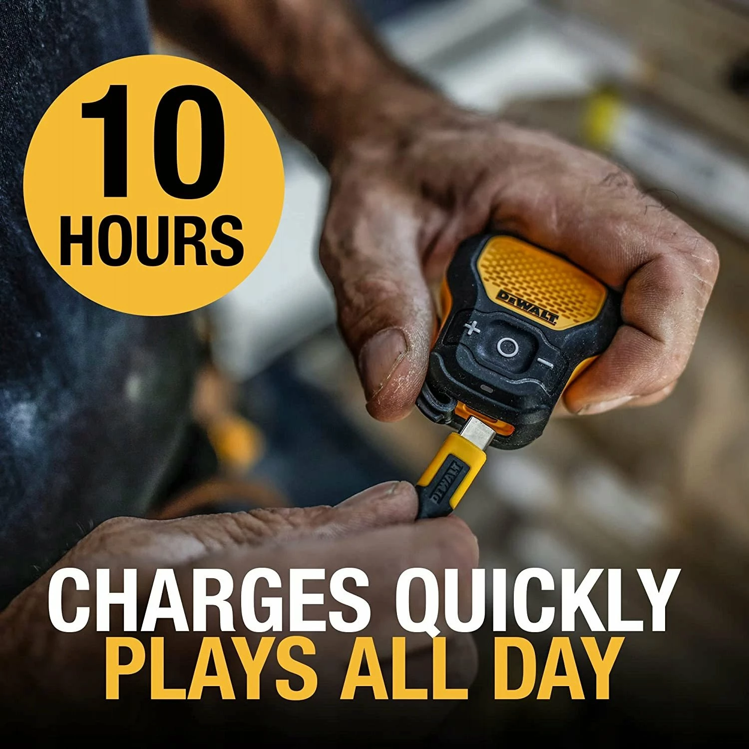 Altoparlant DeWalt Ultra Mini DXMA190-1148-DWG, Bluetooth 5.0, IP56, 10h bateri, me mikrofon, i verdhë