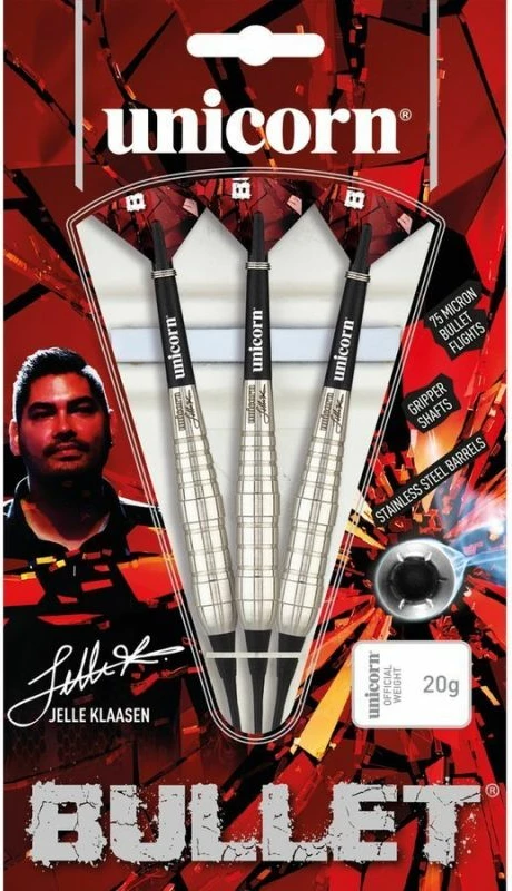 Atlete për dart Unicorn Bullet Stainless Steel - Jelle Klaasen 20g, të zeza dhe të kuqe [Pesha: 18 g]