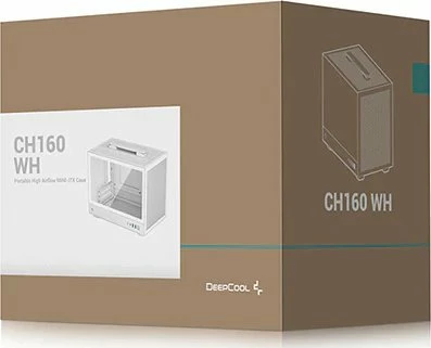 Kasë Deepcool CH160 Mini-ITX SFF, high-airflow mesh, me dritare, pa PSU, e bardhë
