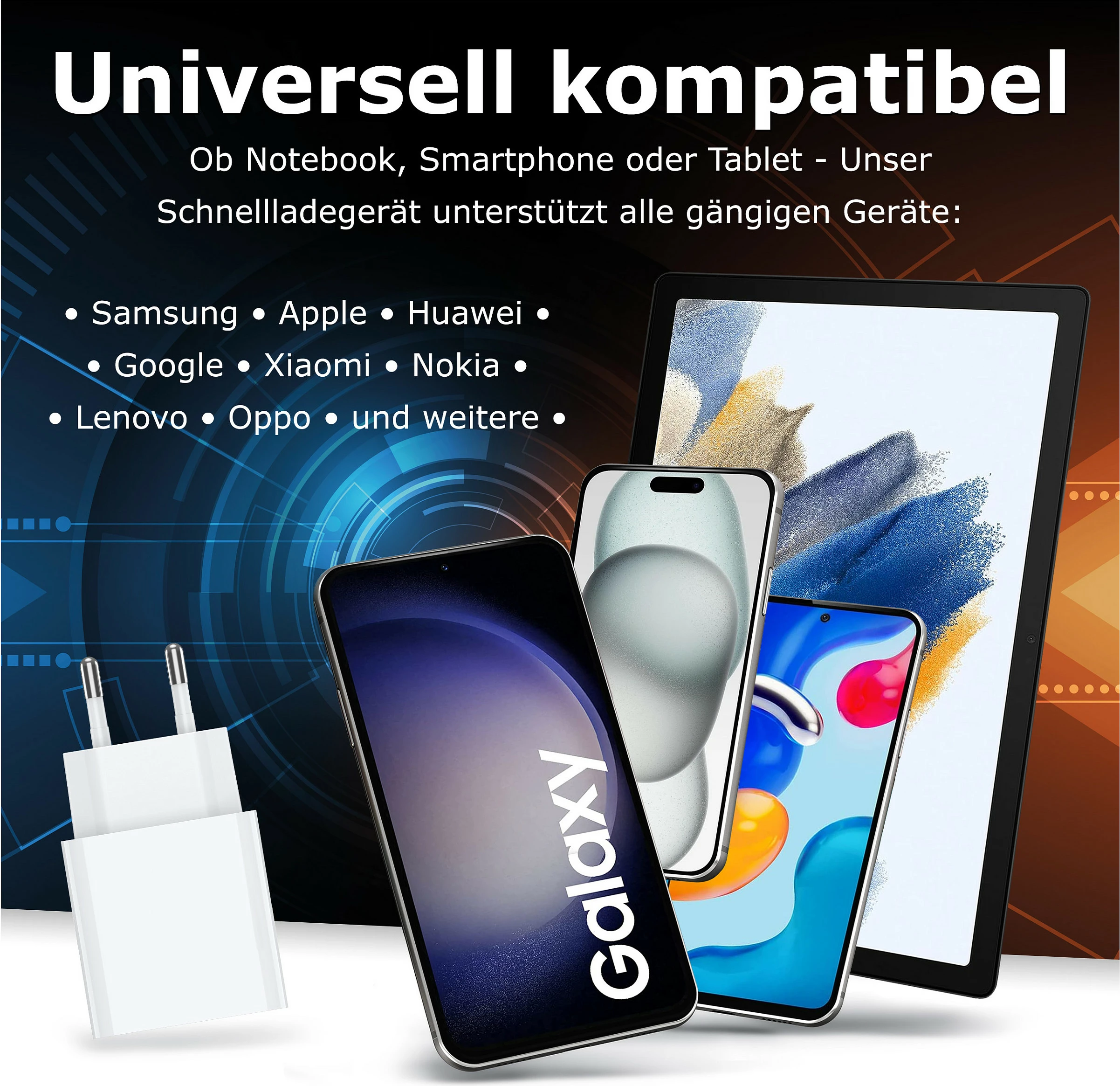 Karikues muri PEDEA 60040106, 30W, USB-C + USB-A, Fast Charging, i bardhë