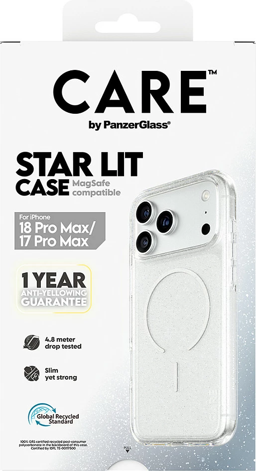Mbështjellës PanzerGlass CARE Star Lit Case me MagSafe për iPhone 17 Pro Max, transparent