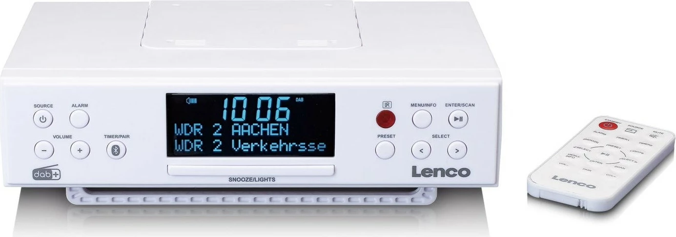 Radio Lenco KCR-190, Bluetooth, LCD ekran, 2 altoparlantë, e bardhë