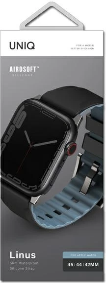 Rrip silikoni për Apple Watch UNIQ Linus, 42/44/45mm, i zi