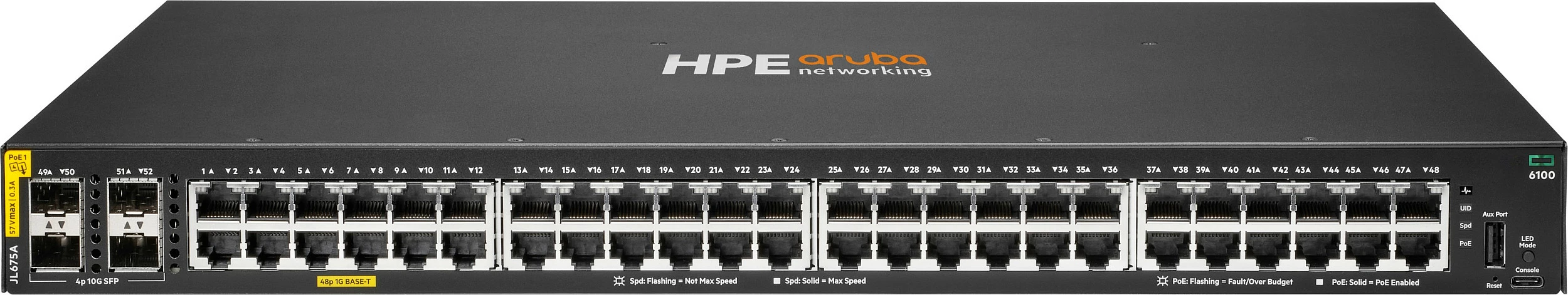 Switch HPE Aruba CX 6100 48G, PoE Class 4 370W, 4x SFP+ 10G